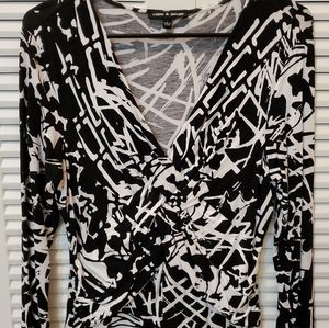 Cable & Gauge Womens Black/White Large Dress Shirt